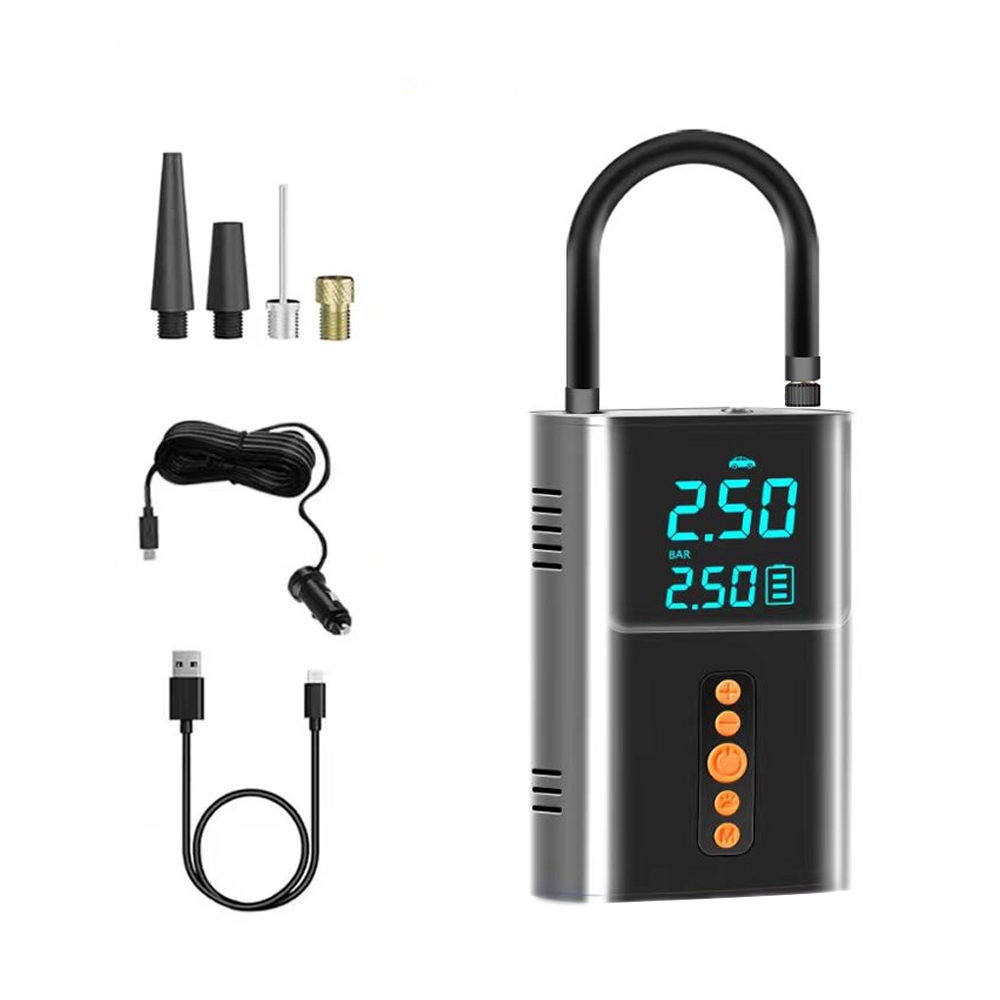 Dual-purpose charging at plugging air pump na may power bank at dalawahan digital display